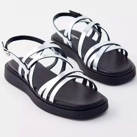 Vagabond Shoemakers Connie Strappy Sandal Silver 37 - Picture 1 of 7